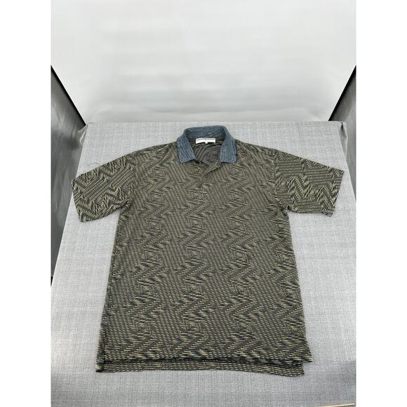 Vintage Jhane Barnes Polo Shirt Mens‎ Large Burnout Zig Zag Psychedelic Golf - Picture 1 of 9
